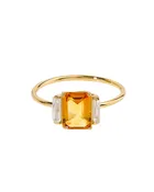 1.48 Ct. Citrine White Topaz Ring 14K Yellow Gold Jewelry