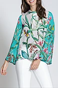 Banded Collar Belle Sleeve Blouse