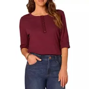 Elbow Roll Cuffed Crochet Detail Henley Top