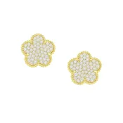 Adeline clover pave stud - gold