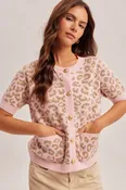 Animal Print Short Sleeve Cardigan