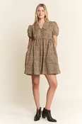 Cheetah Print Babydoll Dress
