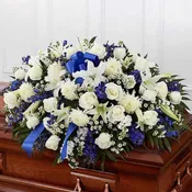 Blue & White Mixed Half Casket Cover