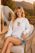 4th of July Golden Puppy Sweater White