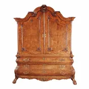 Dutch Walnut Cabinet on Bombe Base