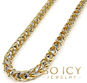 10k Two Gold Prism Cut Franco Chain 18-26 Inch 6mm