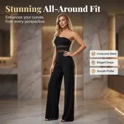 2026 New Arrival One-Shoulder Mesh Panel Wide-Leg Jumpsuit