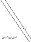 18" -1.5mm Round Box Link Rhodium-Plated Sterling Silver Chain