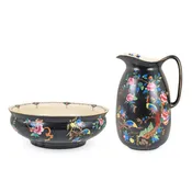 Antique Crown Devon Fieldings "Chelsea" Chinoiserie Wash Basin & Pitcher Set