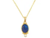 GURHAN Amulet One-of-a-Kind 24K Gold Opal Pendant Necklace, 14x12mm Oval