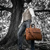 Aaron Leather Goods - Premium Tan Leather Office Bag