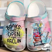 Book Lover Watercolor Crocs – “Books Fall Open” Reading Shoes