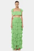 Almyra Mint Green Exotic Ruffle Skirt