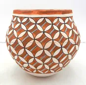 Acoma Corrine Louis Handmade and Hand Painted Polychrome Floral Pattern Jar