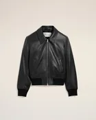 Blouson noir en cuir d'agneau