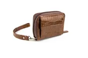 Cash Card Coin Accordion RFID Clutch with Wristlet (Croco)