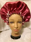 Burgundy & Rose Gold Reversible Satin Elastic Bonnet