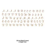 Alphabet Italic Letters Decal Black-Sepia 3/8" Fused Glass