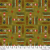 Fabric FreeSpirit Green Stationery Love Letters by the Quarter Yard PWRH137.GREEN