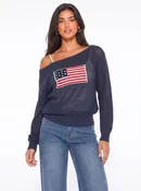 American Flag Open-Knit Sweater