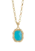 Bamboo w/Stone Pendant Necklace - Turquoise