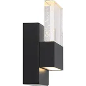 1-Light 4.75 in. Small Ellusion 15 Watt LED Wall Sconce in Matte Black Finish with Seeded Glass Shade