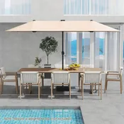 13 FT Double-Sided Patio Umbrella with Solar LED Lights