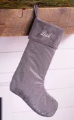 Plush & Glitter | Gray with Silver personalized Christmas stocking by MerryStockings