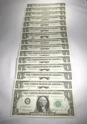 14 Consecutive 1969 B 1 Dollar Federal Reserve Star Notes w/ 4 of a Kind Poker Note (4444) GEM CU PC-736