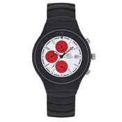 Gino Franco Mens White Dial Mirano Round Chronograph Black Ion-Plated Watch