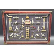 Vintage Nautical Rope Knot Shadow Box Wooden Display Brass Frame Wall Art 20.5"