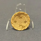 Antique Miniature Pima Coiled Basket with Deer Design, authentic Native American  (SSC53)