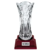 12.50" ROYAL GLASS VASE WITH ROSEWOOD FINISH