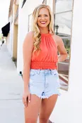 HIYA PAPAYA SMOCKED WAIST TOP