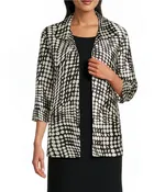 Abstract Geo Dot Printed Open-Front Jacket