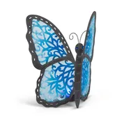 15.55 inch Solar Lighted Dark Grey Metal Butterfly Colorful Accents
