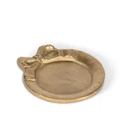 Round Antique Brass Aluminum Tray with Bow