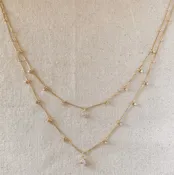 18k Gold Filled Layered Necklace Details In Cubic Zirconia Stones
