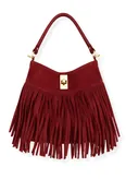 Jaylynn Red Fringe Bucket Bag