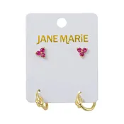 18K Gold Plated Pink Cluster with Knot Earring Set