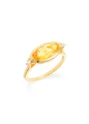 14K Gold Plated 925 Sterling Silver Citrine & White Topaz Ring Promise Rings