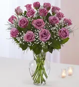 2 Dozen Purple Rose Vase