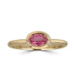 0.75ct Green Tourmaline Oval Horizontal Bezel Ring
