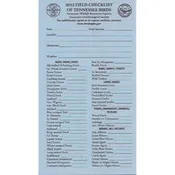 2012 Field Checklist of Tennessee Birds