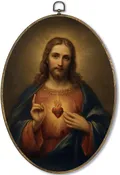 Catholic Sacred Heart of Jesus Oval Wall Art Decor Framed,