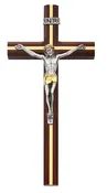 10" Cherry Crucifix with Gold Inlay
