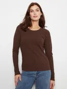 CHARLIE-B Tencel Rib Long Sleeve Crew Neck Top