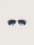 Metallic-Pilotensonnenbrille Carter mit blauen Gläsern und Kristallen