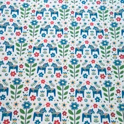 Blue Dala horses & flowers Gift wrap or craft paper