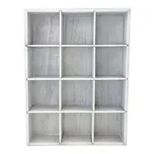 12 Compartment Wood Tray - White